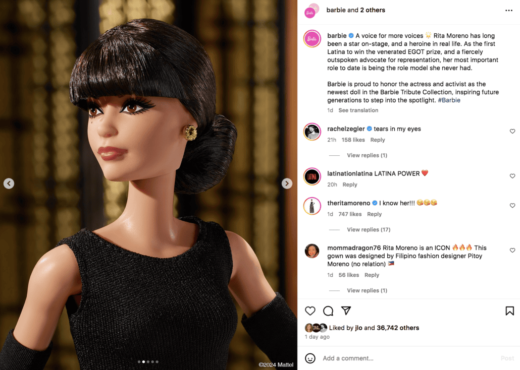 Rita Moreno Barbie Instagram